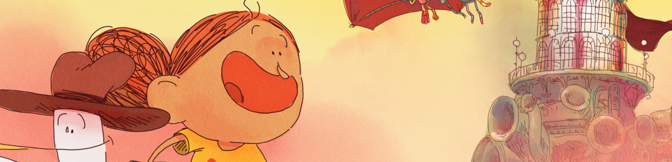 animation d'une jeune fille qui vole à dos de canard